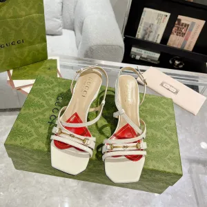 GG HEEL CLASSIC Instant help STRAPPY SANDAL Gucci Clearance sale CALFSKIN WHITE