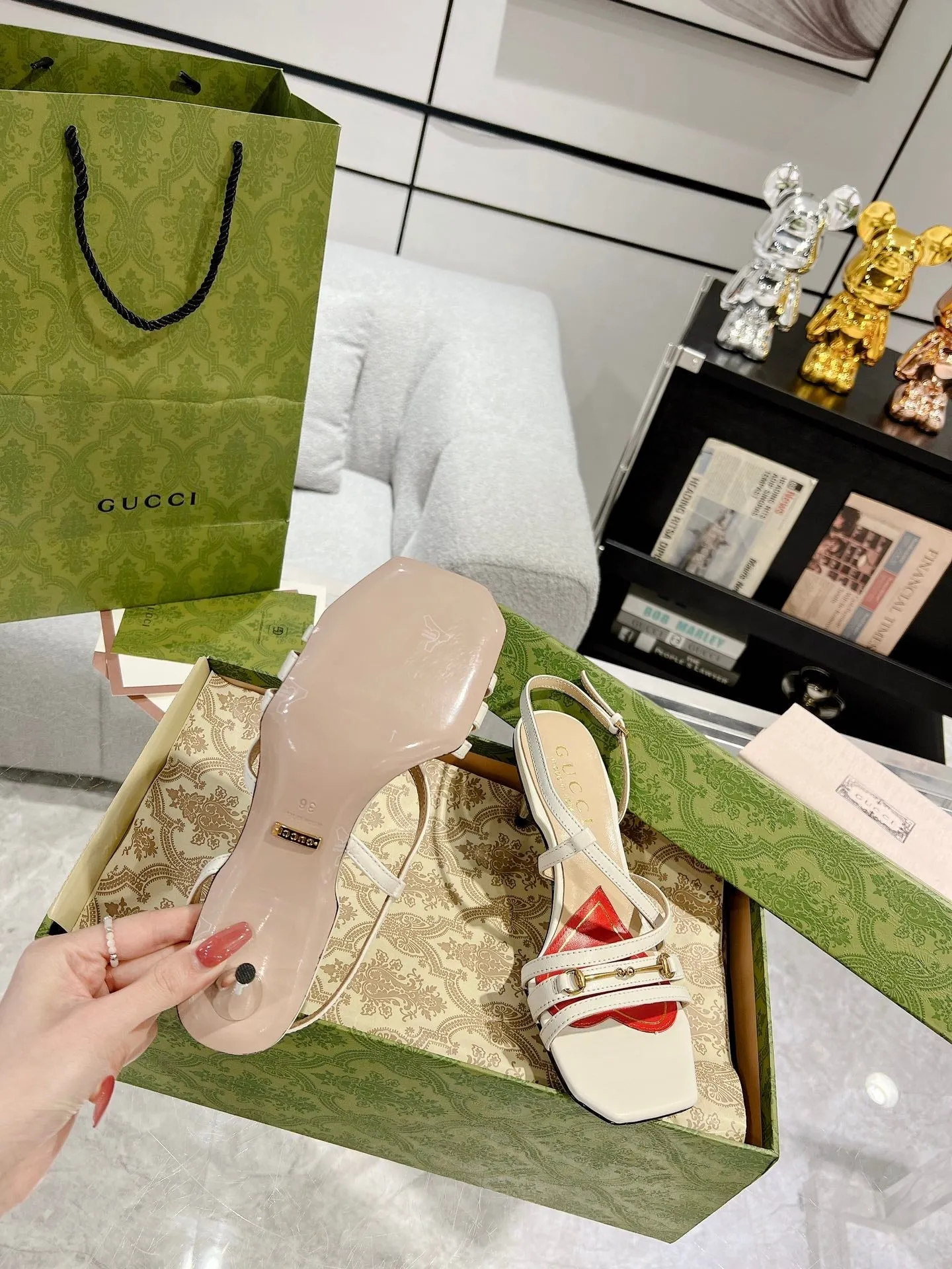 GG HEEL CLASSIC Instant help STRAPPY SANDAL Gucci Clearance sale CALFSKIN WHITE