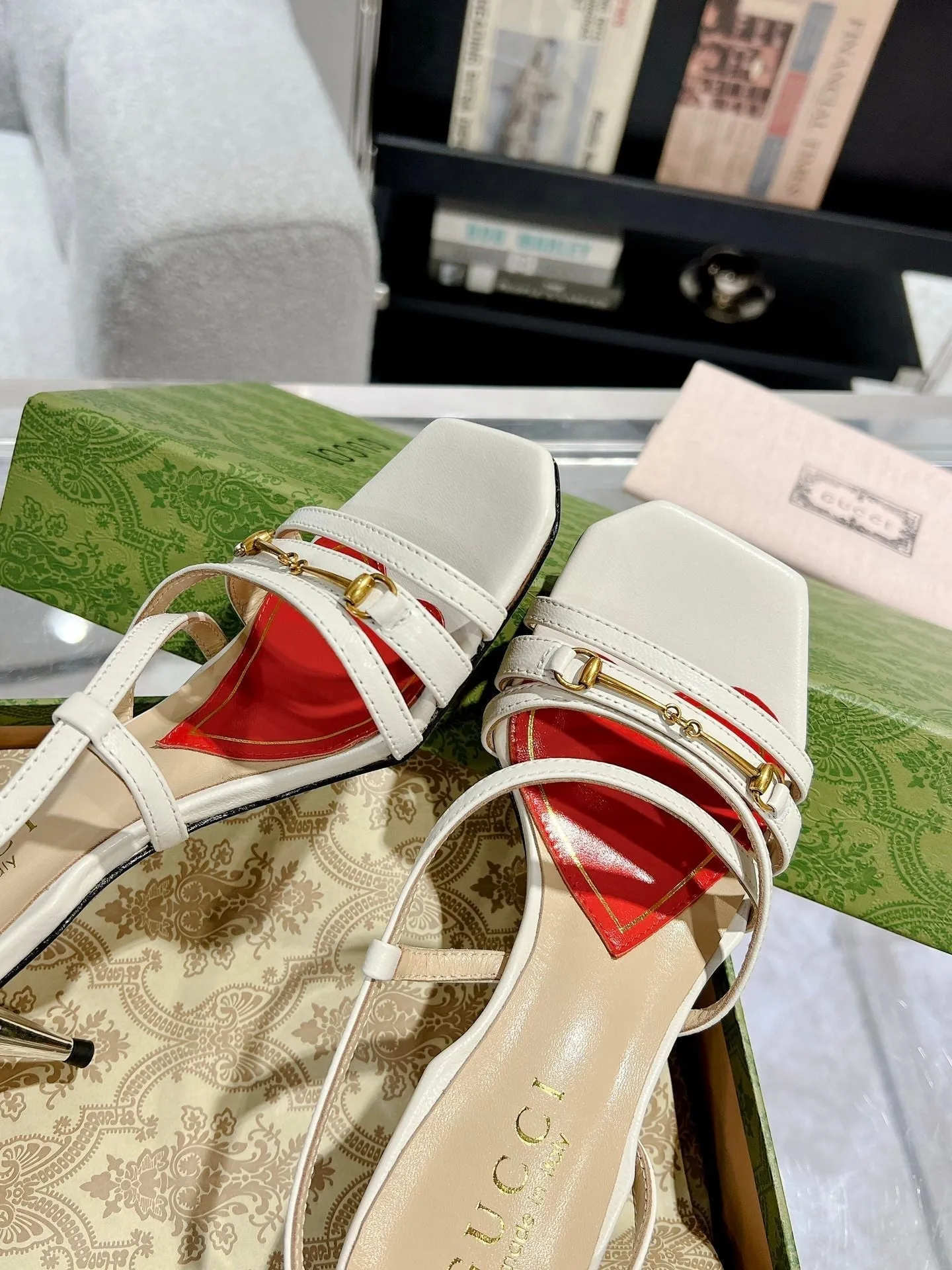 GG HEEL CLASSIC Instant help STRAPPY SANDAL Gucci Clearance sale CALFSKIN WHITE