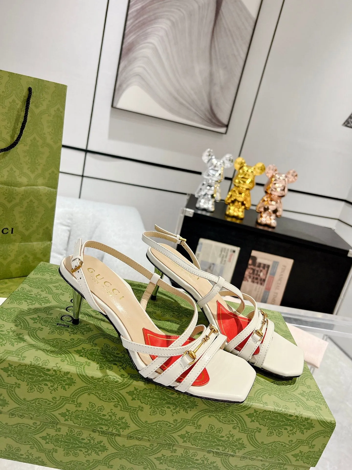 GG HEEL CLASSIC Instant help STRAPPY SANDAL Gucci Clearance sale CALFSKIN WHITE