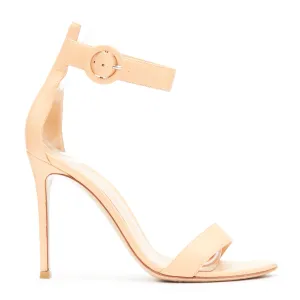 GIANVITO ROSSI nude leather adjustable round buckle strappy high sandals EU37