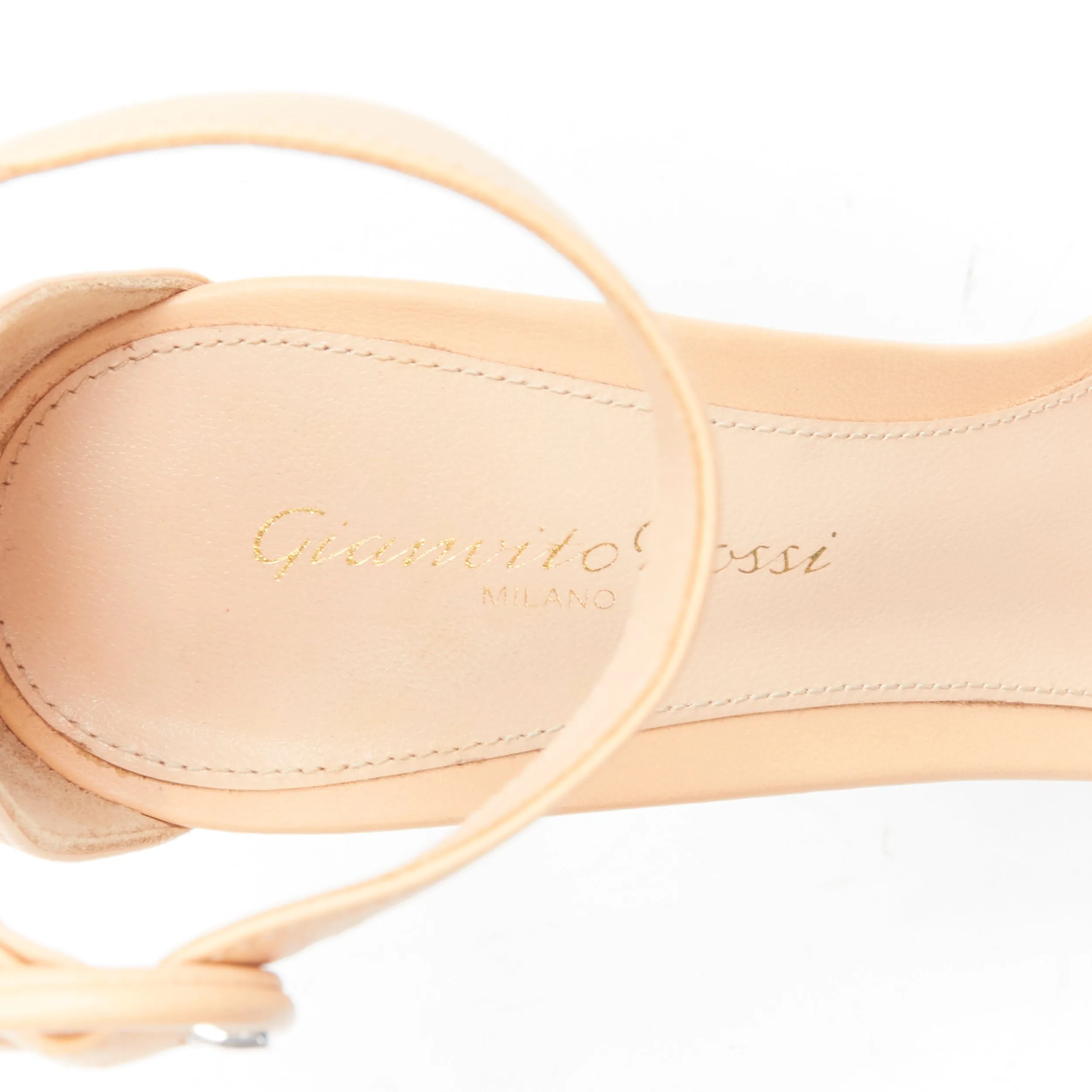 GIANVITO ROSSI nude leather adjustable round buckle strappy high sandals EU37