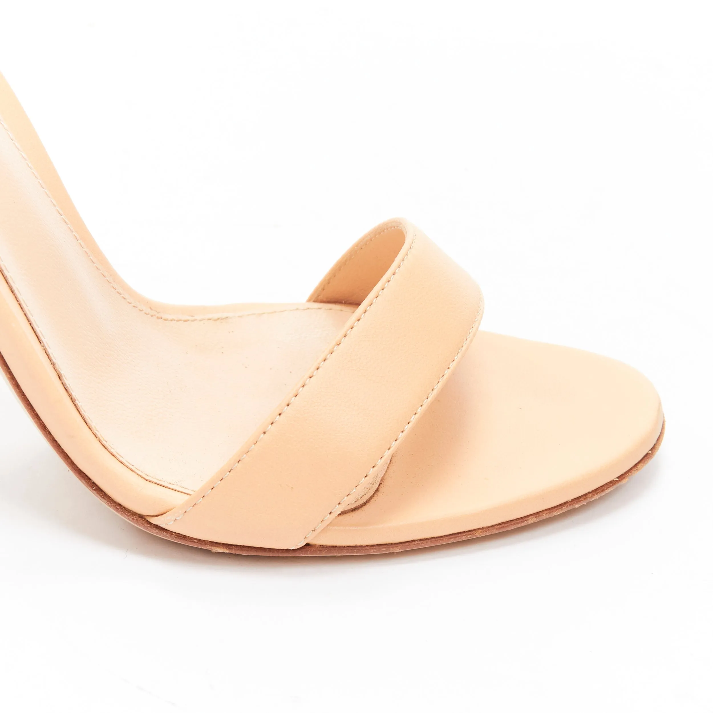 GIANVITO ROSSI nude leather adjustable round buckle strappy high sandals EU37