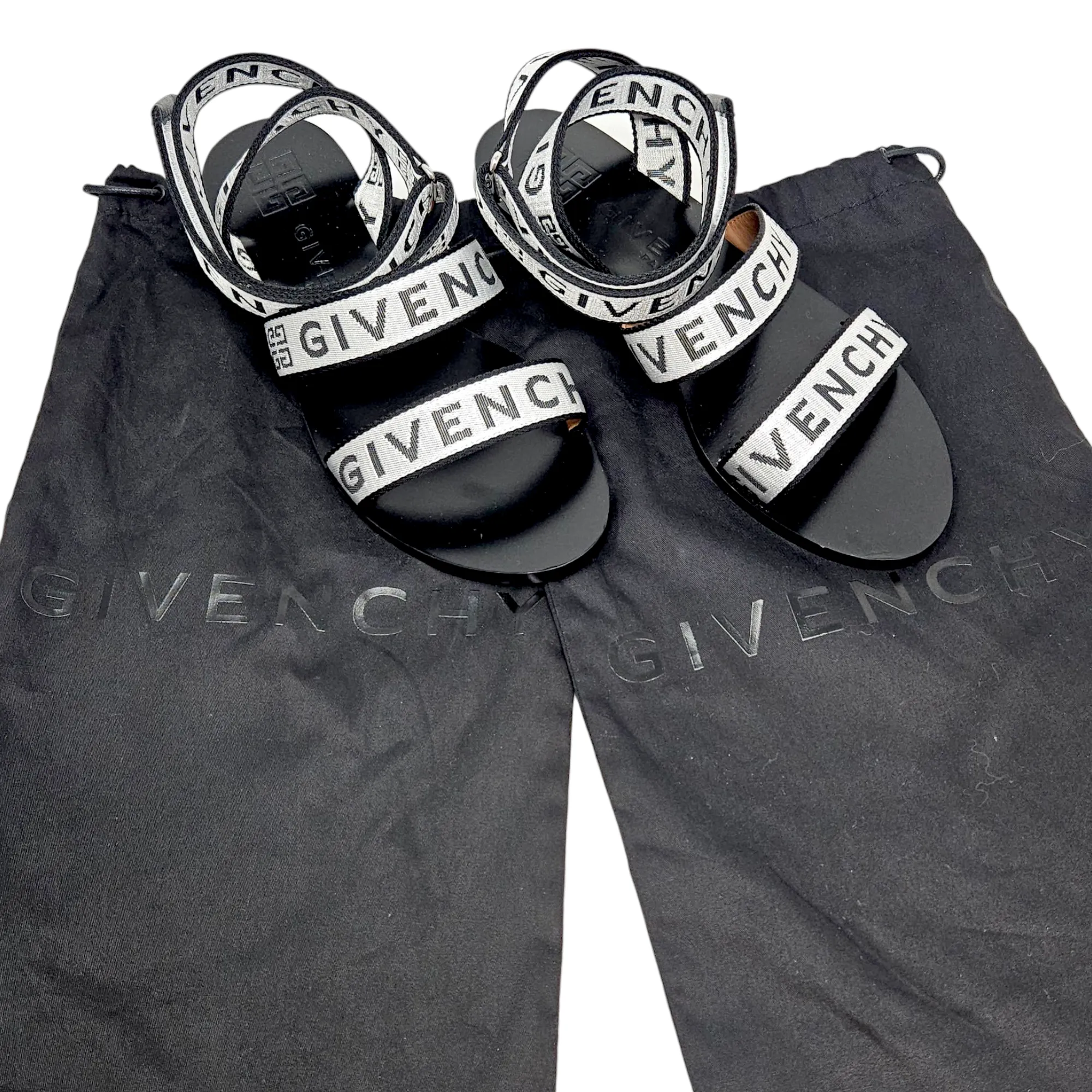 Givenchy Flat Logo Strappy Sandals - Size 38.5/8