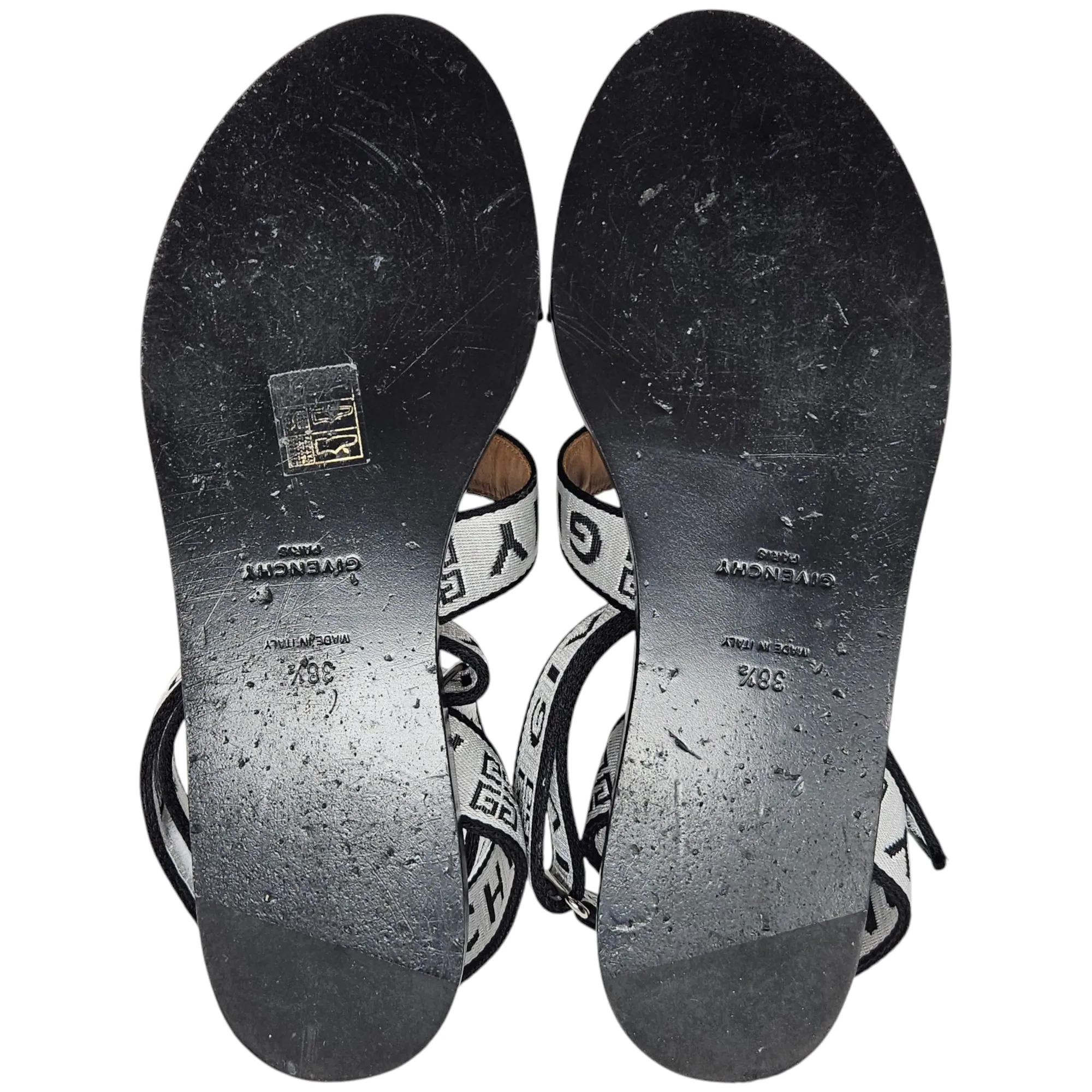 Givenchy Flat Logo Strappy Sandals - Size 38.5/8