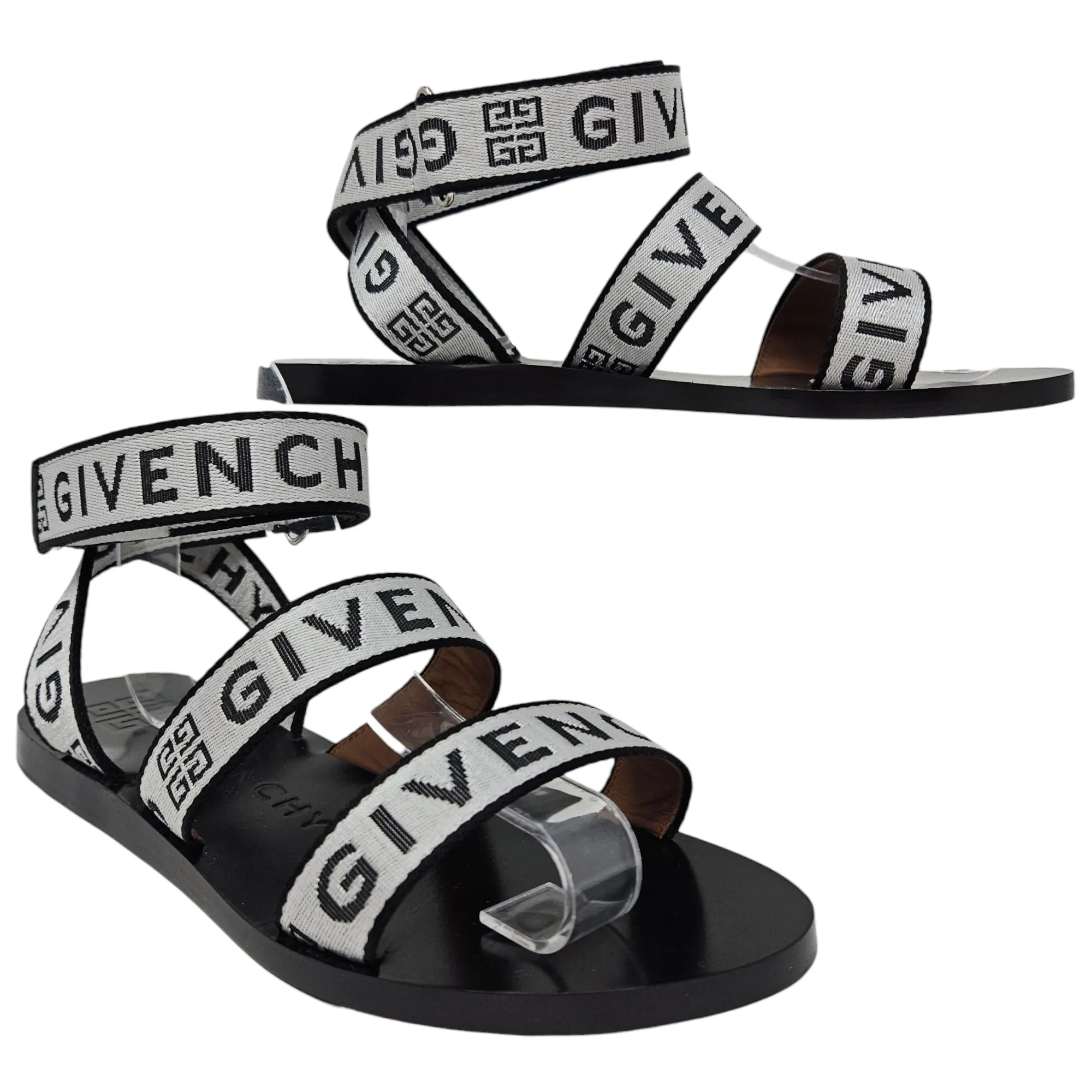 Givenchy Flat Logo Strappy Sandals - Size 38.5/8