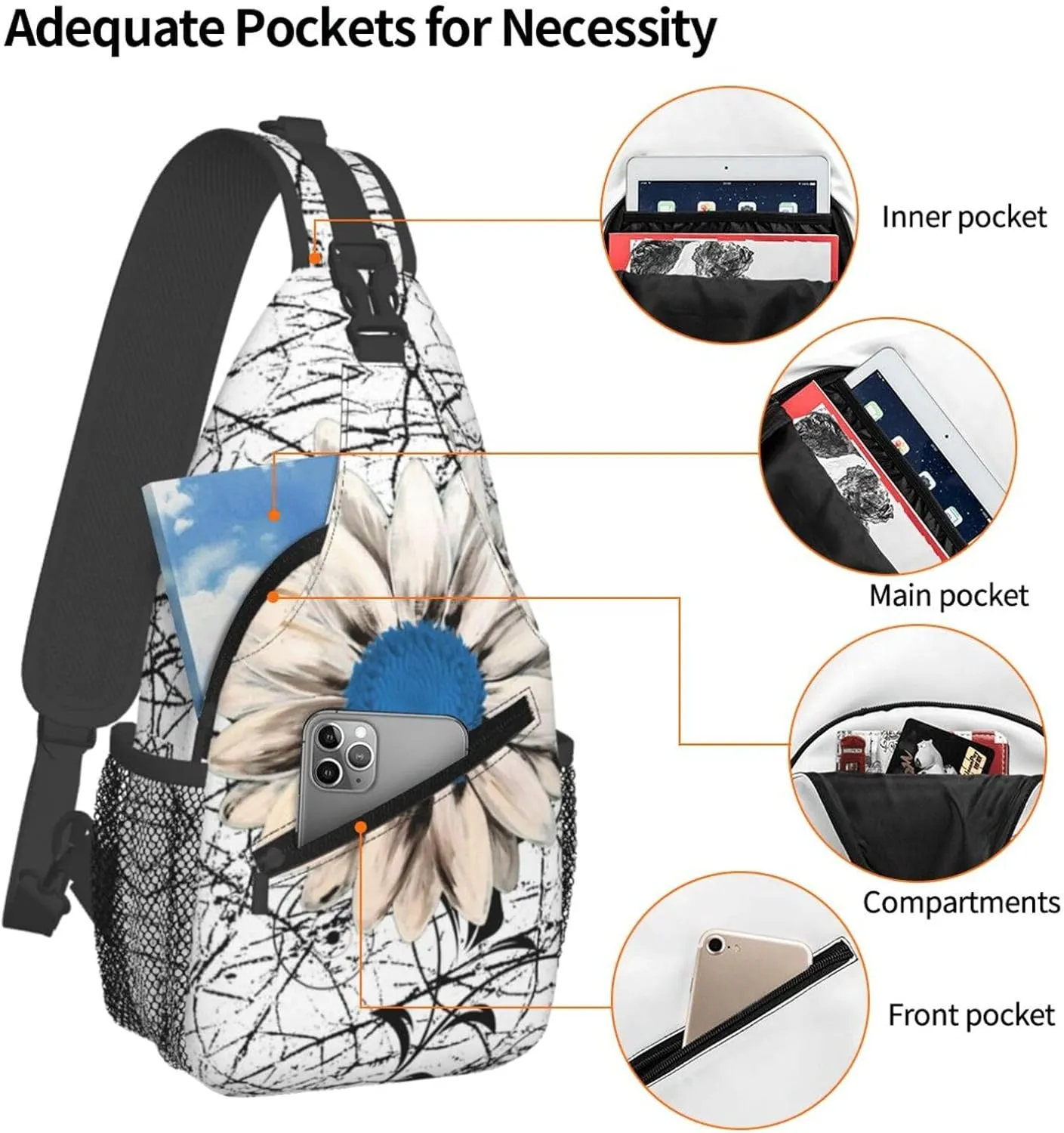 Gnomes Sunflower Chest Bags Crossbody Sling Bag Shoulder Bag Travel Hiking Daypack For Men Women