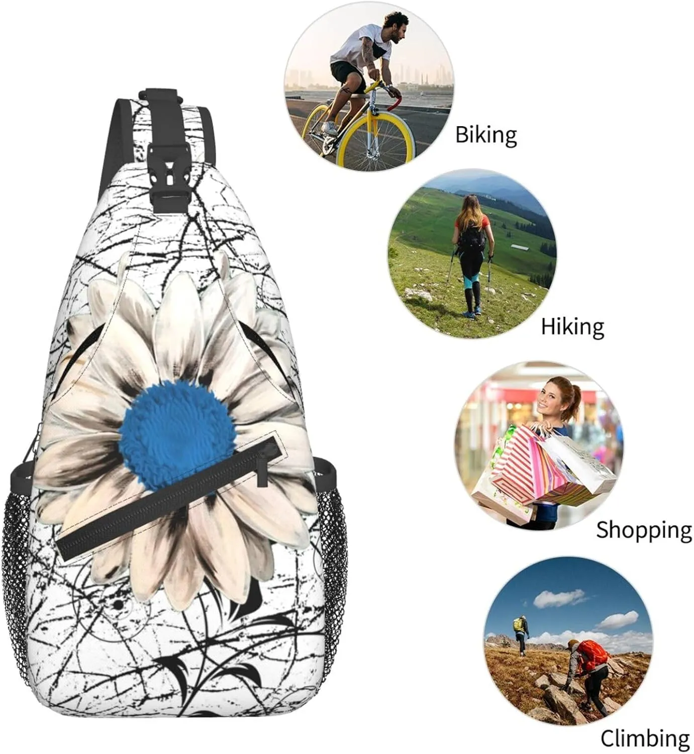Gnomes Sunflower Chest Bags Crossbody Sling Bag Shoulder Bag Travel Hiking Daypack For Men Women