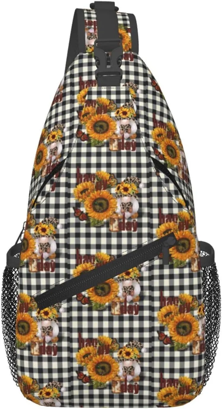 Gnomes Sunflower Chest Bags Crossbody Sling Bag Shoulder Bag Travel Hiking Daypack For Men Women