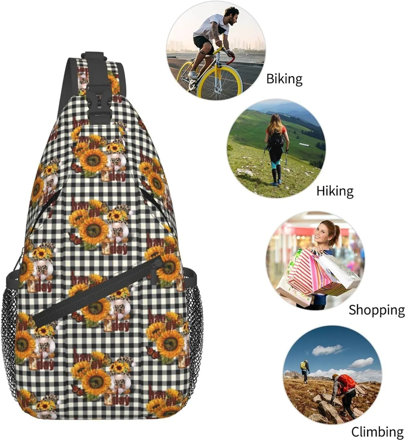 Gnomes Sunflower Chest Bags Crossbody Sling Bag Shoulder Bag Travel Hiking Daypack For Men Women