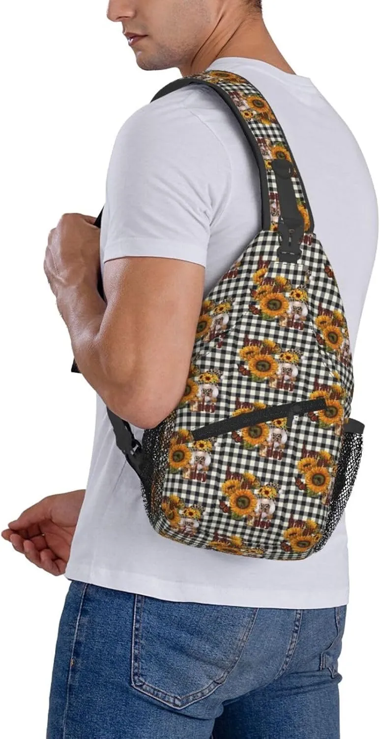 Gnomes Sunflower Chest Bags Crossbody Sling Bag Shoulder Bag Travel Hiking Daypack For Men Women