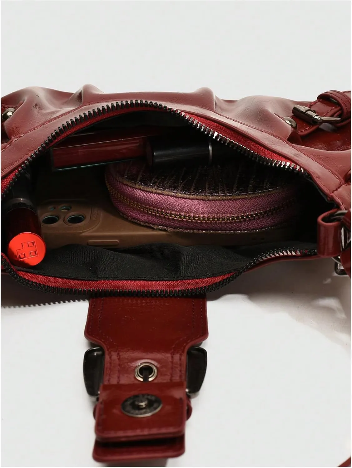 GORGLITTER Women's Buckle Shoulder Bag Western Hobo Bag Pu Leather Handbags with Coin Purse