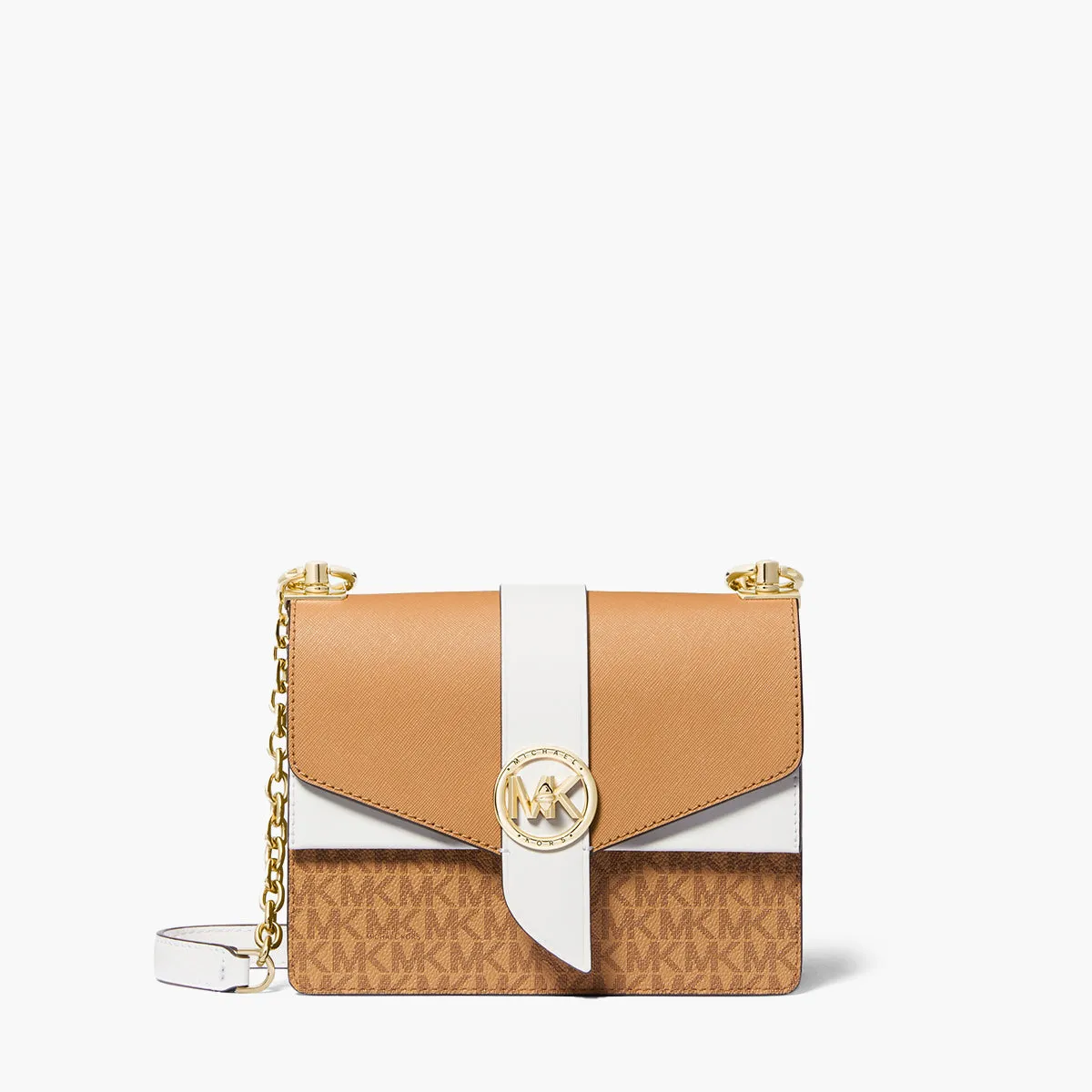 Greenwich Small Color-Block Logo And Saffiano Leather Crossbody Bag