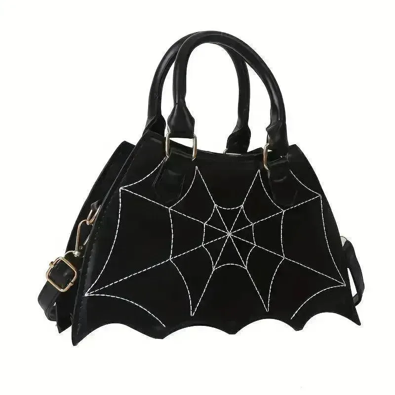 Halloween Bat & Spider Web Crossbody Bag