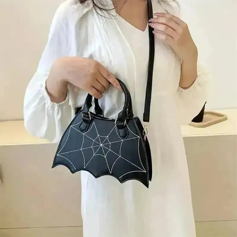 Halloween Bat & Spider Web Crossbody Bag