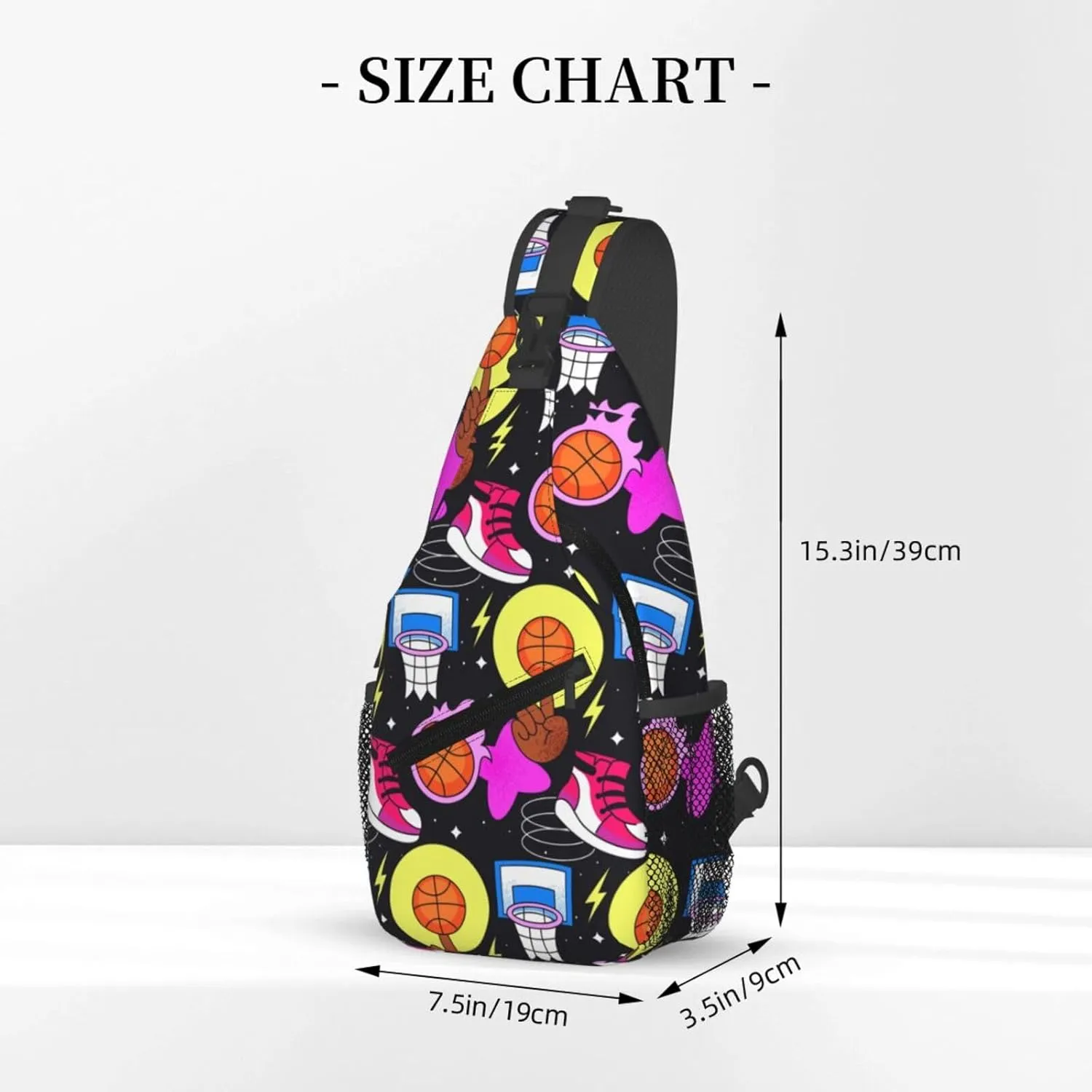 Hand Drawn Basketball Chest Bags Crossbody Sling Bag Shoulder Bag Travel Hiking Daypack For Men Women