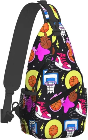 Hand Drawn Basketball Chest Bags Crossbody Sling Bag Shoulder Bag Travel Hiking Daypack For Men Women