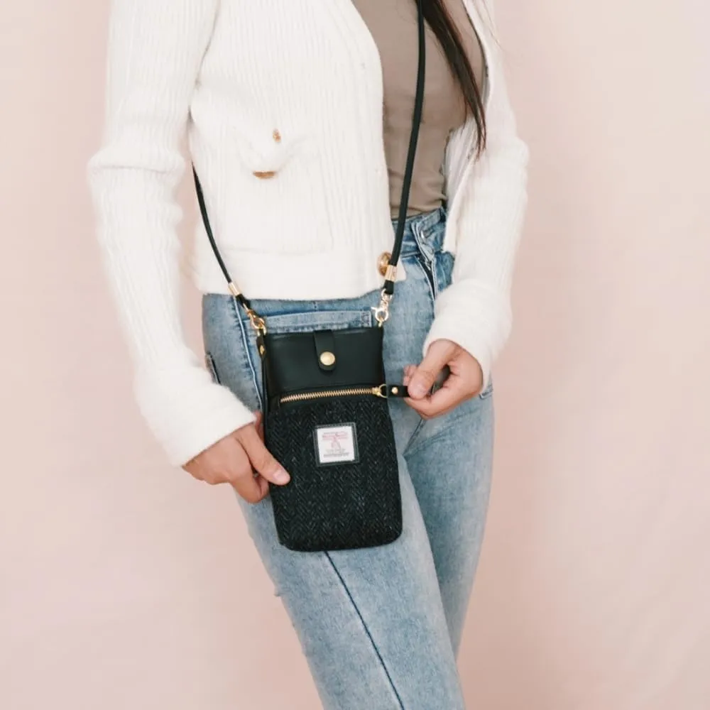 Harris Tweed Small Crossbody Bags for Women Designer Cell Phone Bag Wallet Purses Adjustable Strap With Zipper