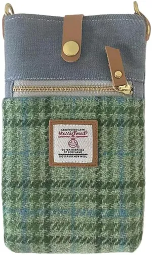 Harris Tweed Small Crossbody Bags for Women Designer Cell Phone Bag Wallet Purses Adjustable Strap With Zipper
