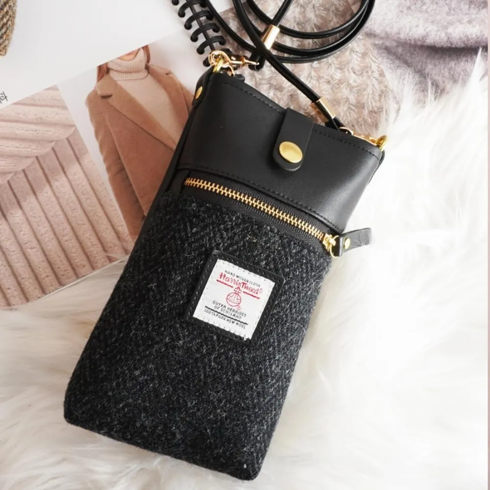 Harris Tweed Small Crossbody Bags for Women Designer Cell Phone Bag Wallet Purses Adjustable Strap With Zipper