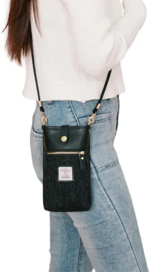 Harris Tweed Small Crossbody Bags for Women Designer Cell Phone Bag Wallet Purses Adjustable Strap With Zipper