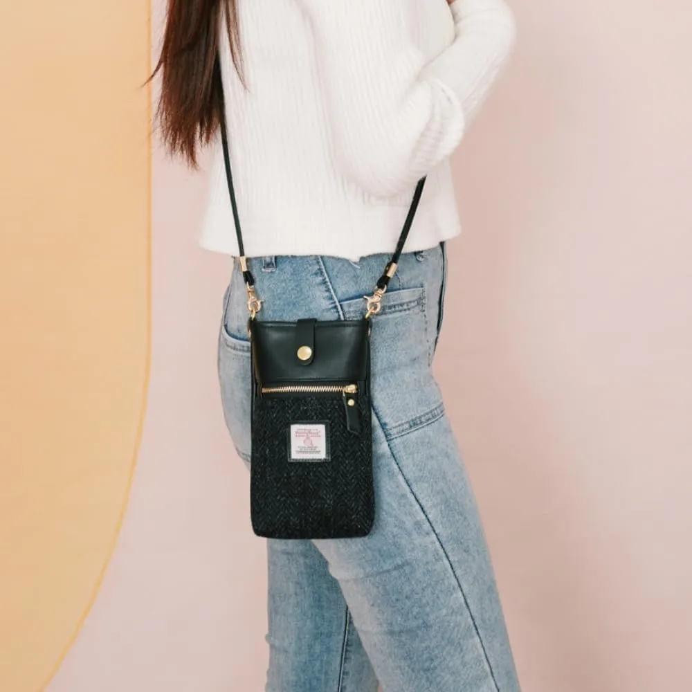 Harris Tweed Small Crossbody Bags for Women Designer Cell Phone Bag Wallet Purses Adjustable Strap With Zipper