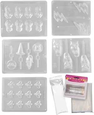 Harry Potter Chocolate Frog Mold Kit - Includes 5 Molds, 100 Sticks, 100 Bags, 50 Ties