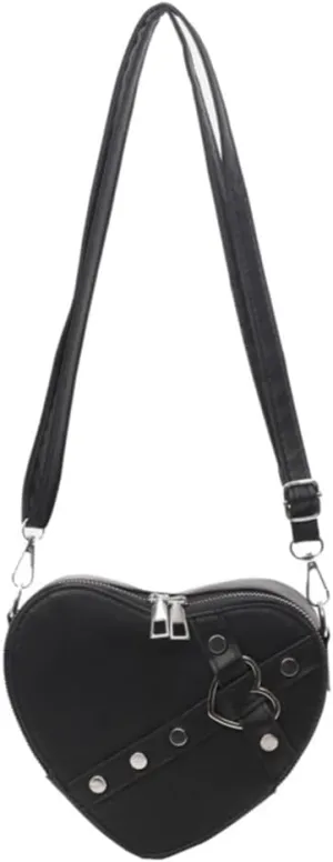 Heart Shape Crossbody Bag Rivet Shoulder Bags for Women Girl Fashion Bags Leather Bag