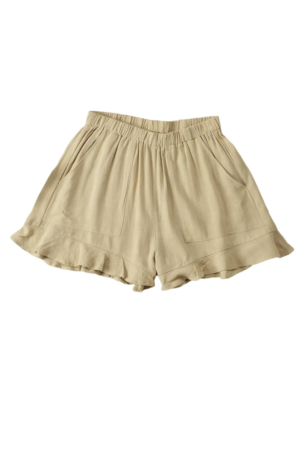 High Waist Pocketed Ruffle Shorts