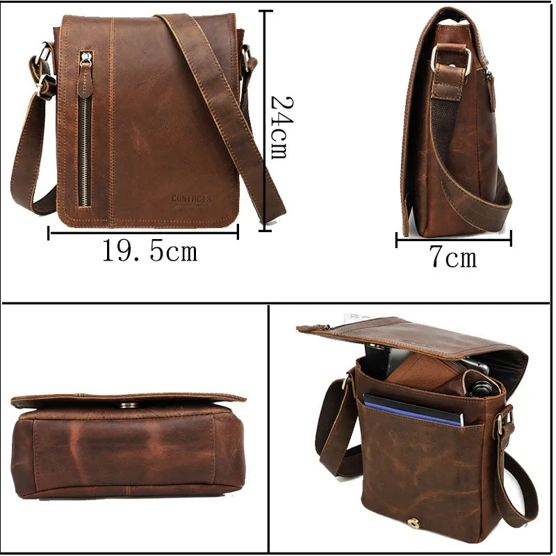 Horse Cowhide European And American Trendy Men's Shoulder Messenger Bag