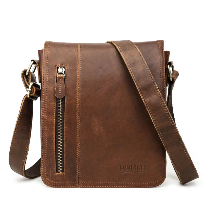 Horse Cowhide European And American Trendy Men's Shoulder Messenger Bag