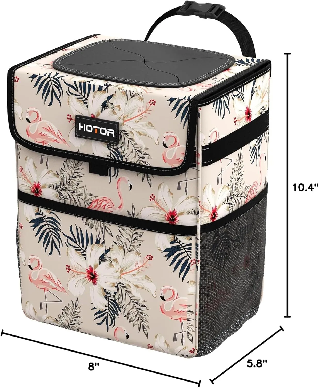HOTOR Car Trash Can - Leak-Proof Car Organizer and Storage Bag for The Back/Front/Console of Any Cars,Sedans, SUVs & Trucks Easy-to-Install Car Accessory Interior, Flamingo Print