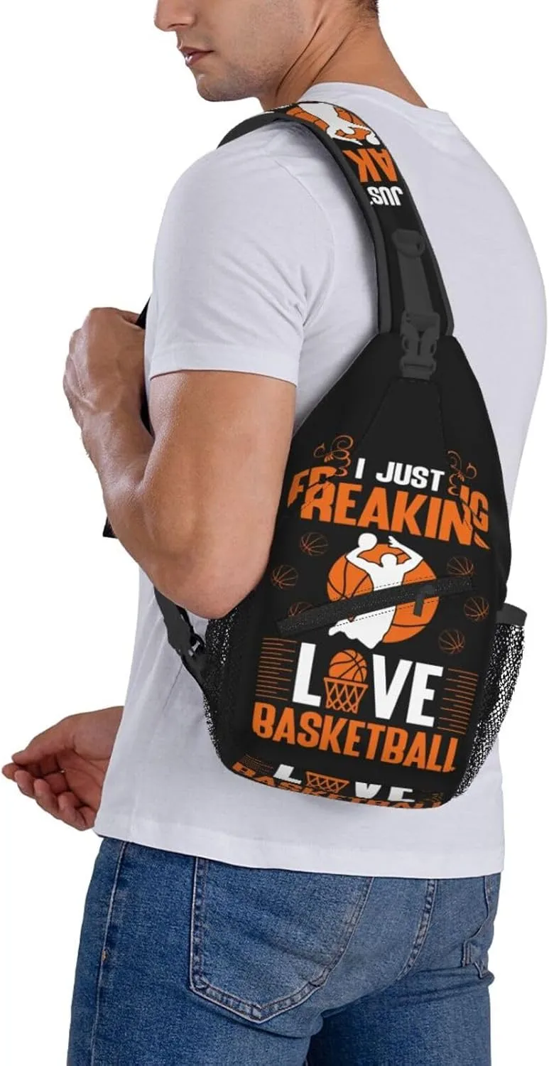 I Just Freaking Love Basketball Chest Bags Crossbody Sling Bag Shoulder Bag Travel Hiking Daypack For Men Women