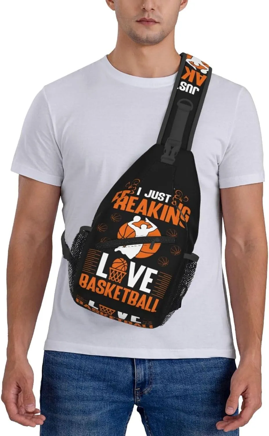 I Just Freaking Love Basketball Chest Bags Crossbody Sling Bag Shoulder Bag Travel Hiking Daypack For Men Women