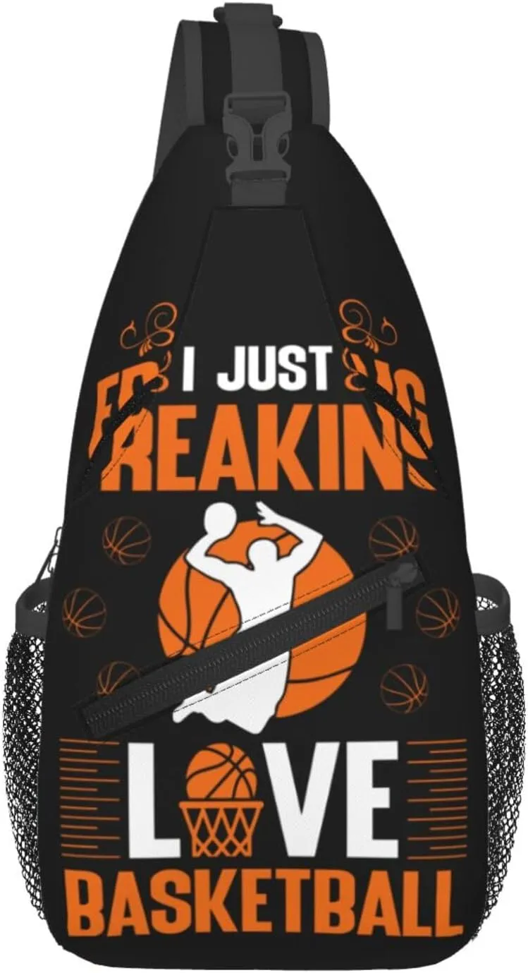 I Just Freaking Love Basketball Chest Bags Crossbody Sling Bag Shoulder Bag Travel Hiking Daypack For Men Women