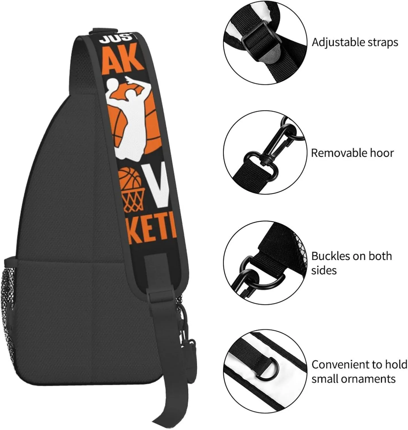 I Just Freaking Love Basketball Chest Bags Crossbody Sling Bag Shoulder Bag Travel Hiking Daypack For Men Women