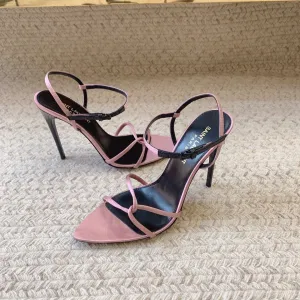 IN Saint PINK Multi-purpose Laurent Eye-catching STRAPPY HEEL HIGH SANDALS SILK