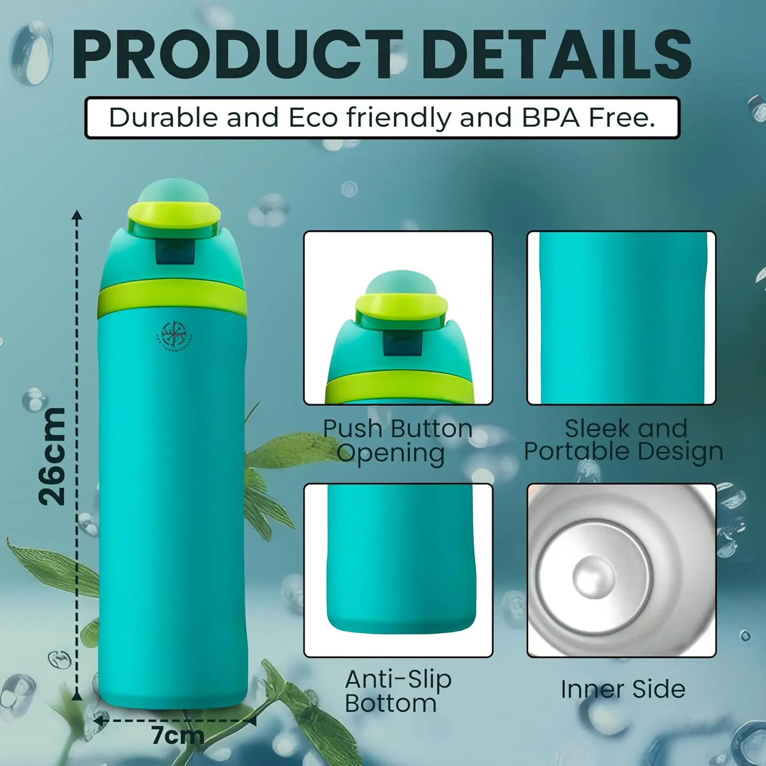 Insulated Stainless Steel Water Bottle with Straw, Insulated Tumbler With Locking Lid, Double Walled & Vacuum Insulated Water Bottle Packable for Travel Leak Proof & BPA Free (Blue, 32 OZ)