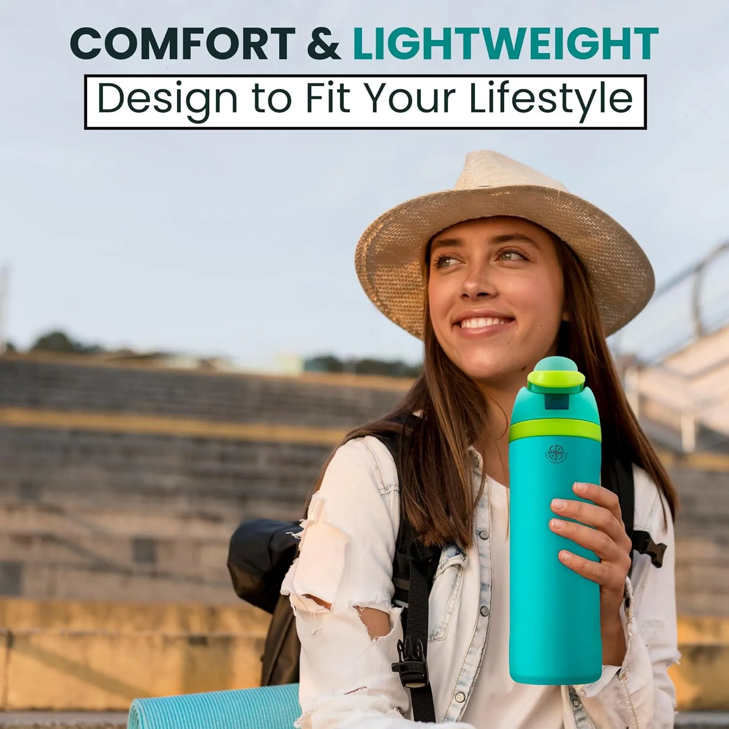 Insulated Stainless Steel Water Bottle with Straw, Insulated Tumbler With Locking Lid, Double Walled & Vacuum Insulated Water Bottle Packable for Travel Leak Proof & BPA Free (Blue, 32 OZ)