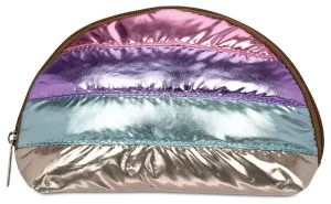 iscream 8.25" x 5" Puffy Quilted Metallic Fully Lined Wide Zipper Opening Cosmetic Bag - Icy Horizon