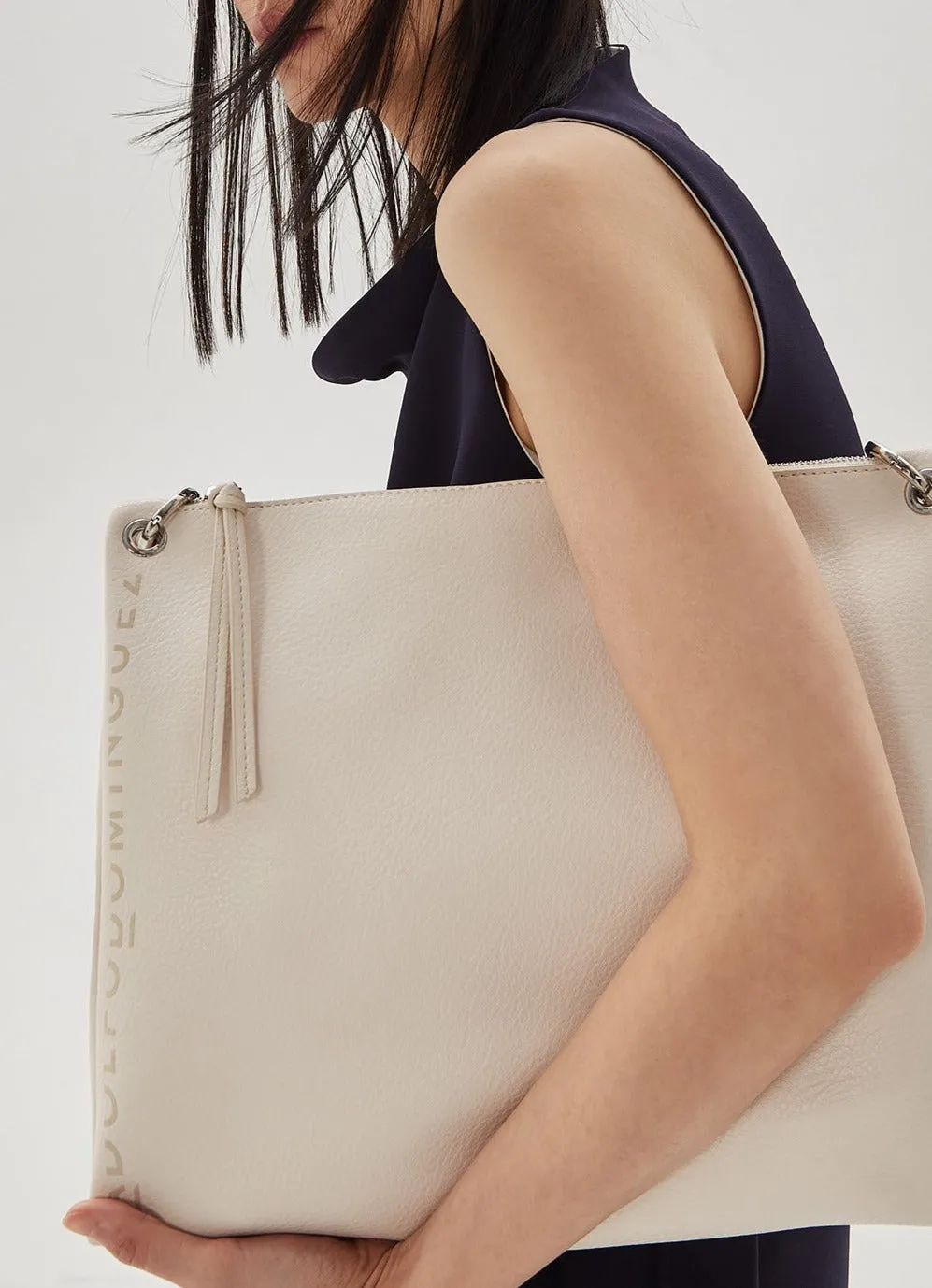 Ivory Hobo Bag With Granulated Finish