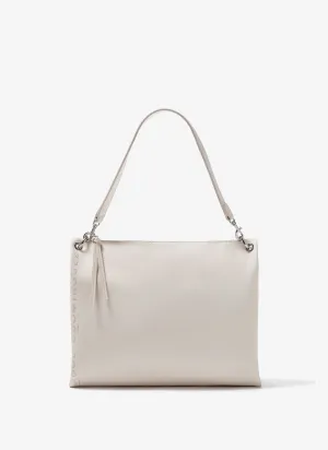 Ivory Hobo Bag With Granulated Finish