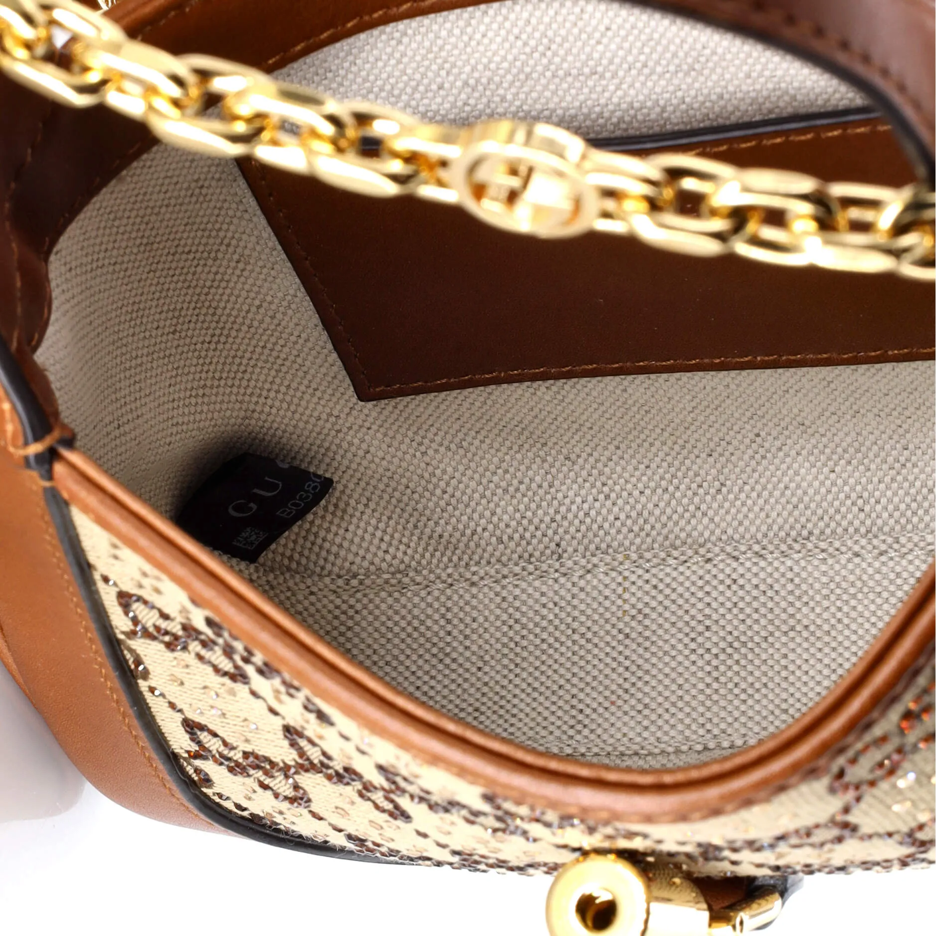 Jackie 1961 Chain Hobo Crystal Embellished GG Canvas Mini