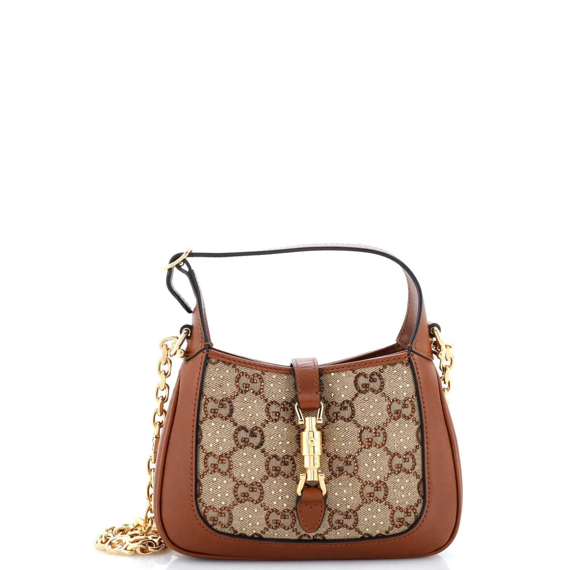 Jackie 1961 Chain Hobo Crystal Embellished GG Canvas Mini