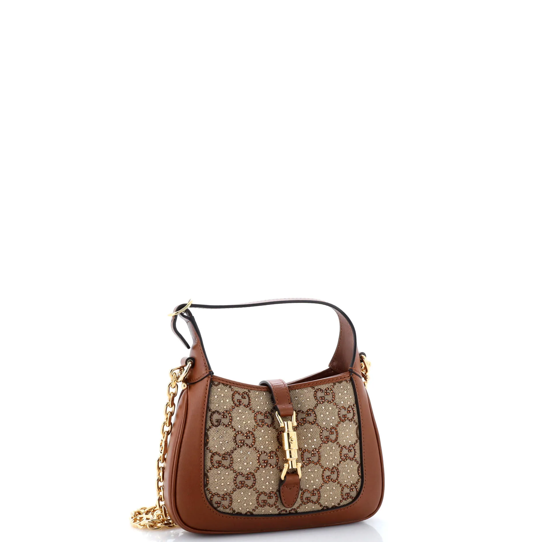 Jackie 1961 Chain Hobo Crystal Embellished GG Canvas Mini
