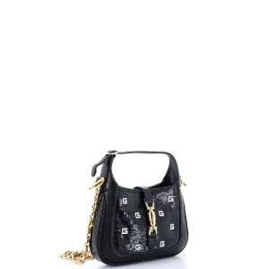 Jackie 1961 Chain Hobo Crystal GG Embellished Fabric with Lizard Mini