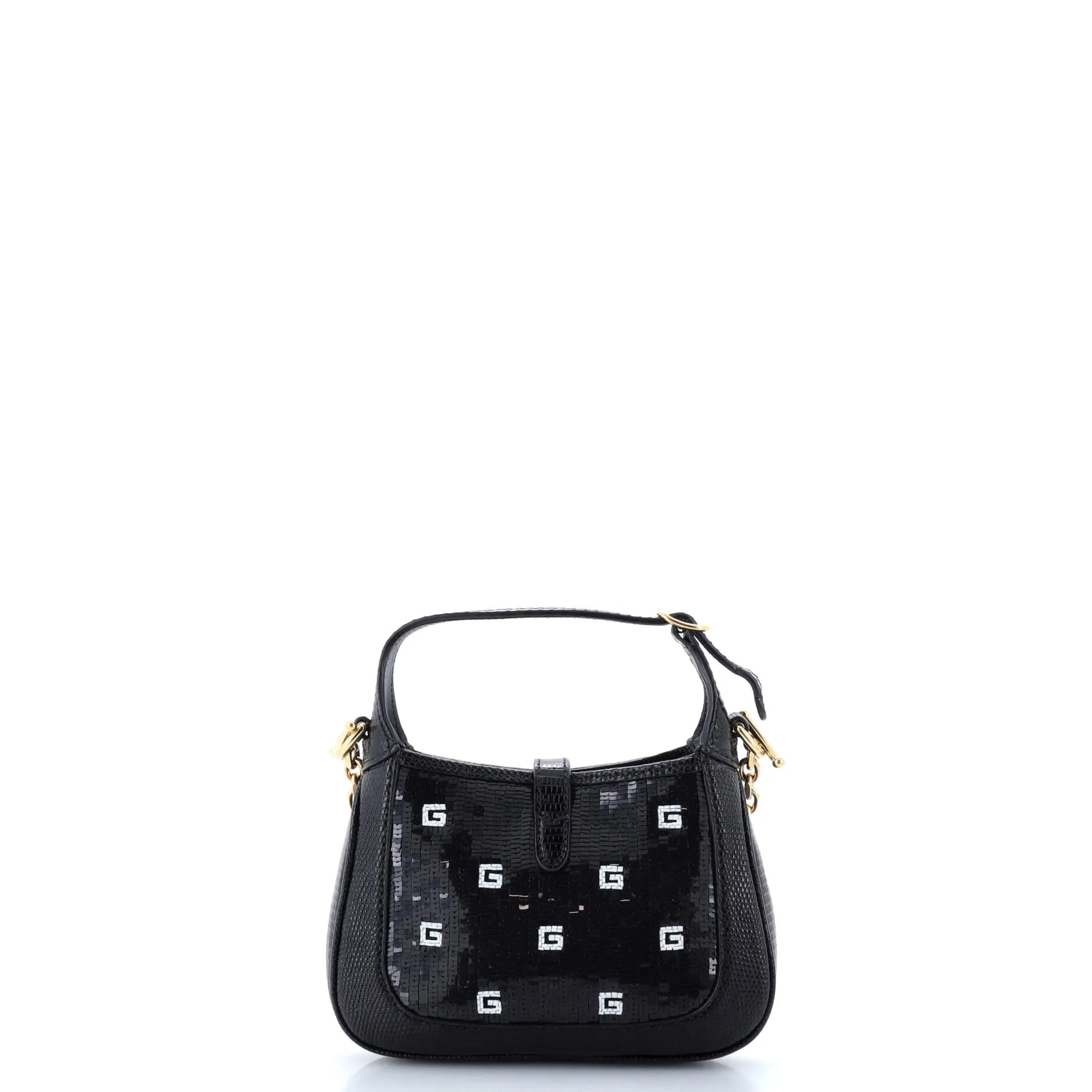 Jackie 1961 Chain Hobo Crystal GG Embellished Fabric with Lizard Mini