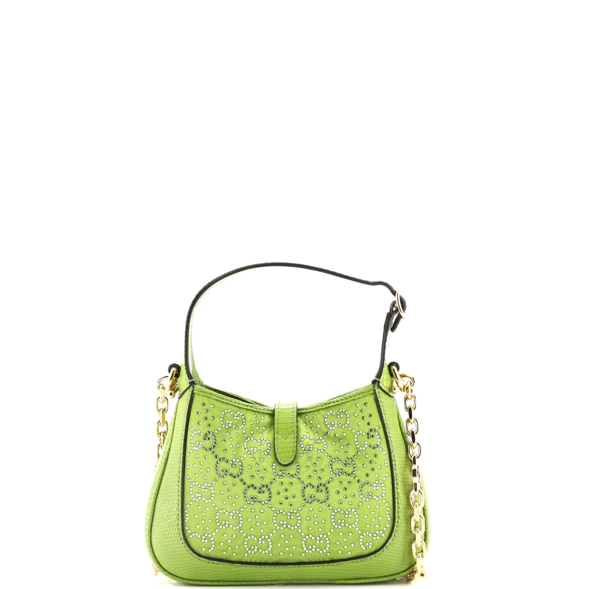 Jackie 1961 Chain Hobo Crystal GG Embellished Fabric with Lizard Mini