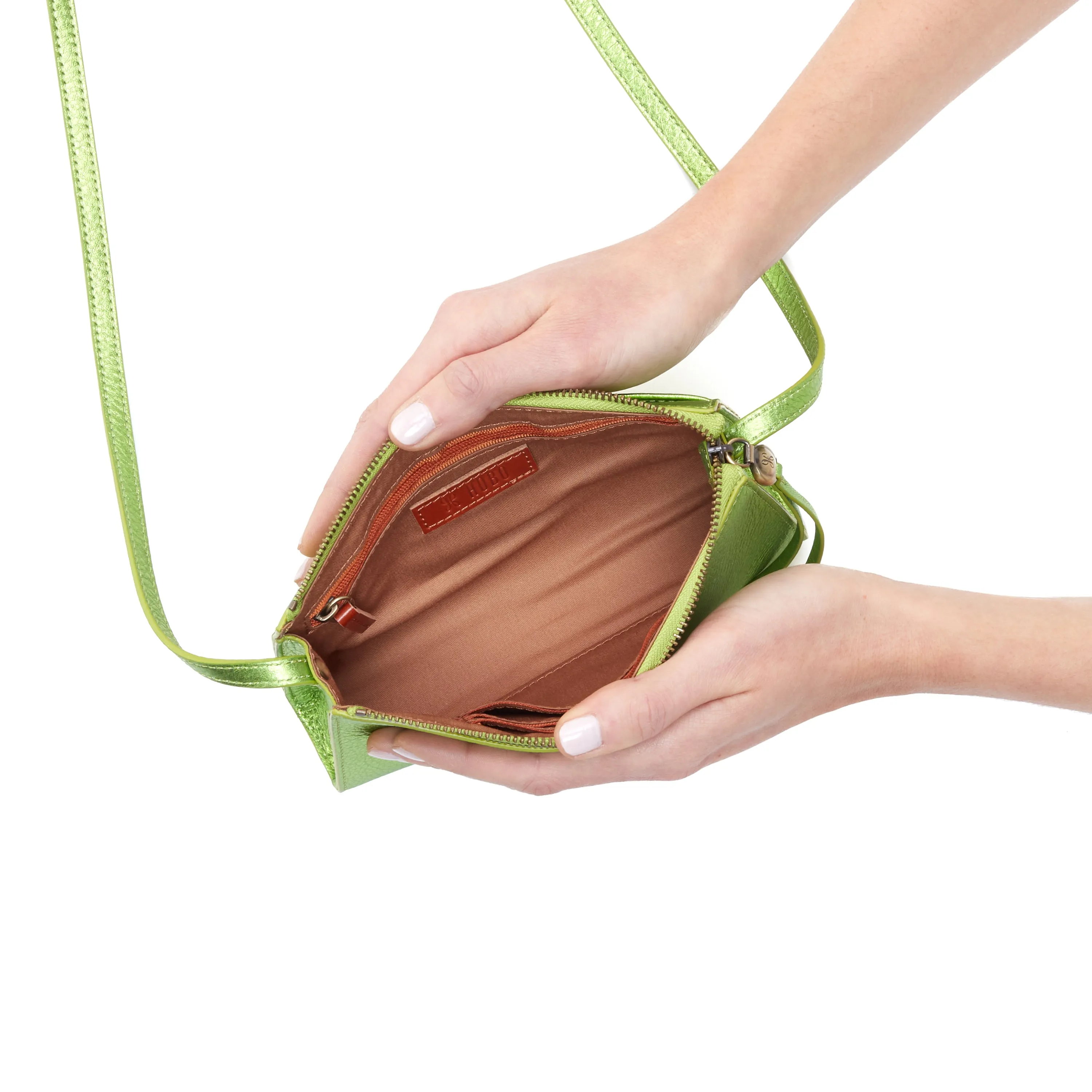 Jewel crossbody in Metallic Green