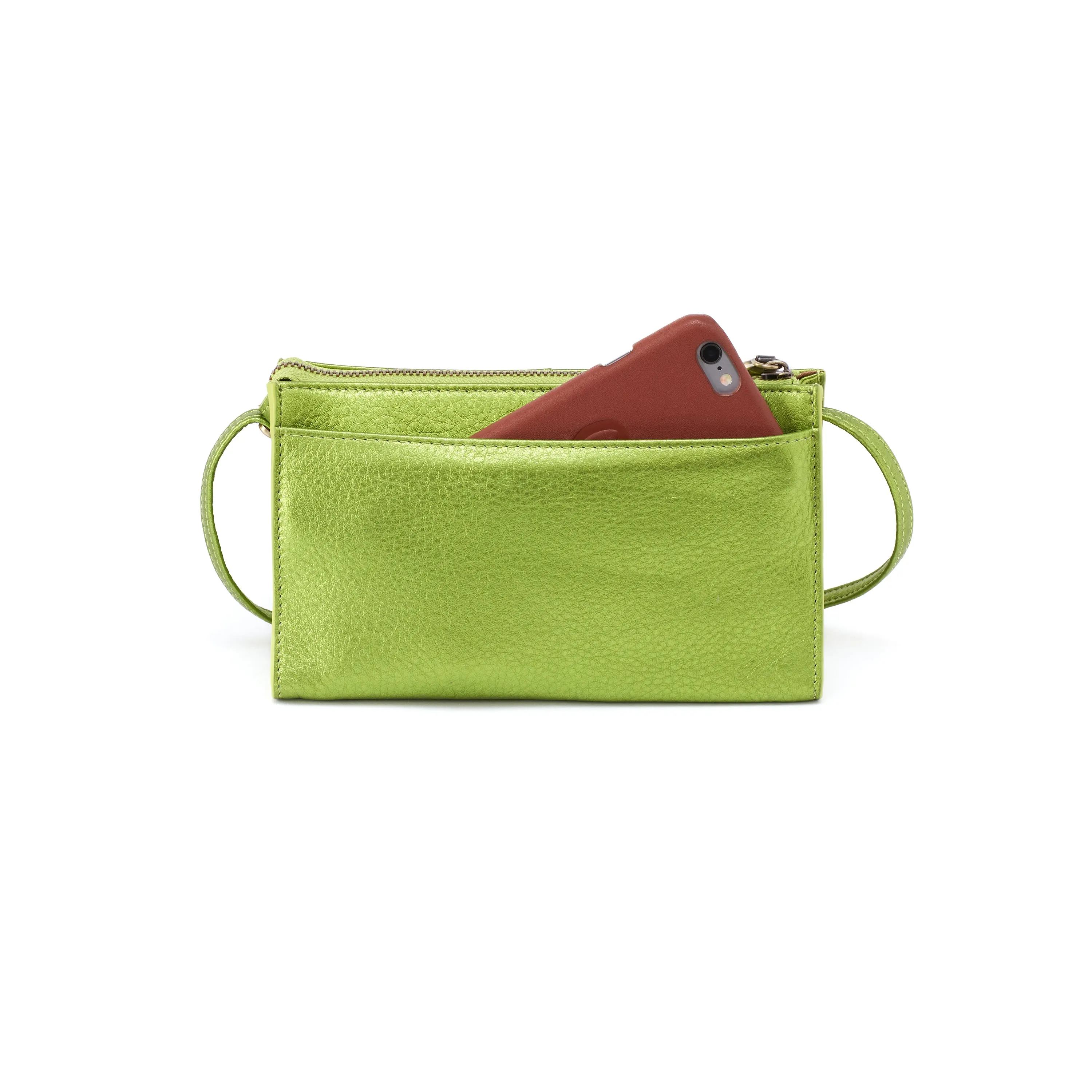 Jewel crossbody in Metallic Green